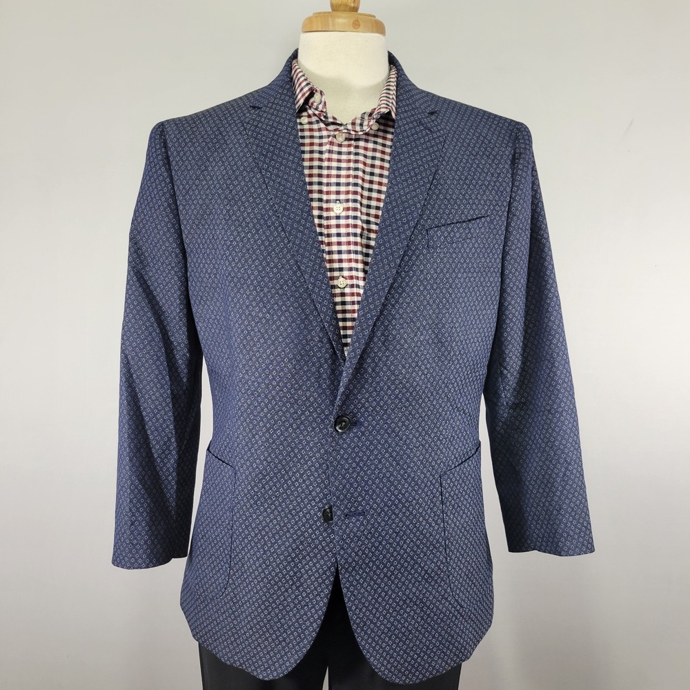 J.F Ferrar Men's Sport Coat Blazer Two Button Blue Polyester Blend Size 42-44S